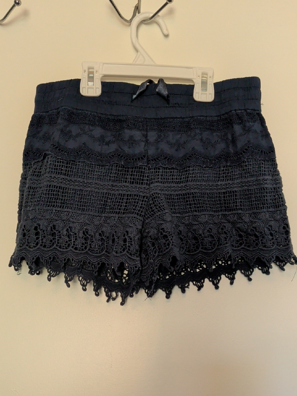 No Boundaries Navy Crochet Lace High-Waist Shorts